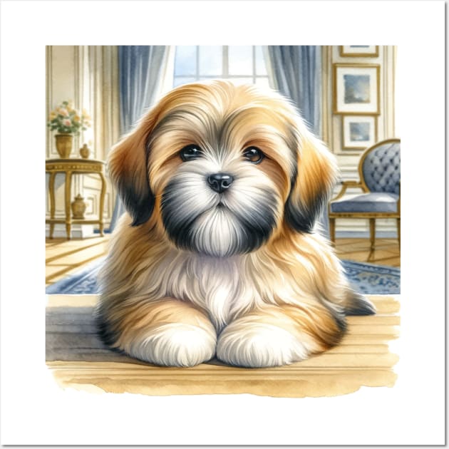 Watercolor Lhasa Apso Puppies - Cute Puppy Wall Art by Aquarelle Impressions